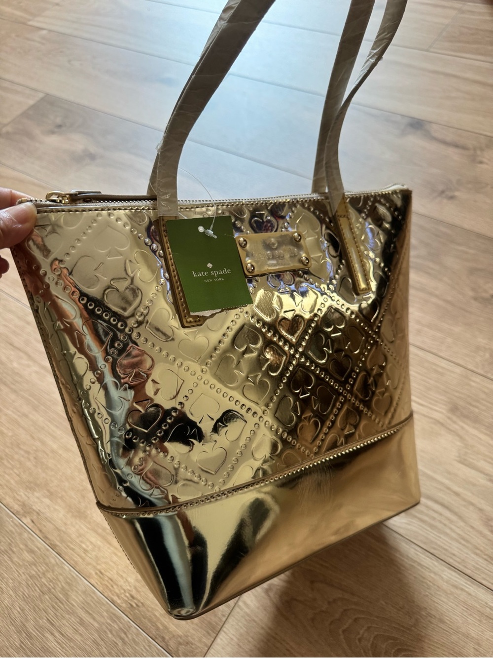 kate spade Gold Embossed Heart Tote